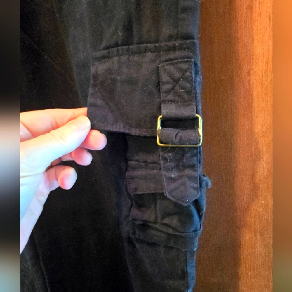I ♥️ U Black Baggy Cool Lightweight Pocket Detailed Pants Sz11 Jr - Picture 4 of 8